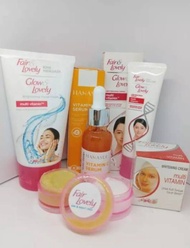 Paket 5in1 Fair &amp; Lovely 4Hari Glowing Ampuh Plus Serum Vit-C - Facial Foam - Pelembab - Cream Siang Malam Fair &amp; Lovely dan Serum Vit-C Hanasui Whitening Original Bpom