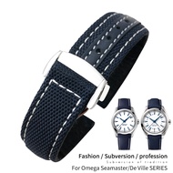 19mm 20mm Nylon Canvas Watch Strap For Seamaster 300 AT150 Fabric Leather AQUA TERRA 150 Blue 21mm 22mm Watchband Buckle