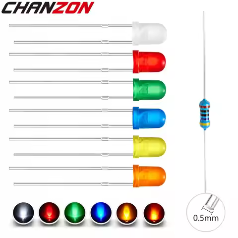 3mm Diffused LED Diode Kit & 470 Ohm Resistor DIY Lamp Light Beads Blue Emitting Diode Bulb White Re
