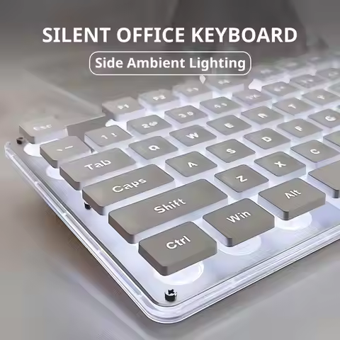 EWEADN V3 wireless and BT Membrane Keyboard, 104 Keys Full Size, quiet Keyboards light up, for offic