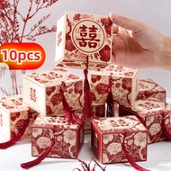 Chinese Wedding Door Gift Kahwin Paper Bag Doorgift Goodies Murah Borong Gudis Kahwin Borong Murah Gifts Candy Box Cookie Biscuit Chocolate Packaging Box Wholesale Boxes Red Xi 新中式喜糖盒子結婚訂婚婚禮裝飾喜糖果袋2024新款創意國風伴手廻禮包裝紙空盒囍字