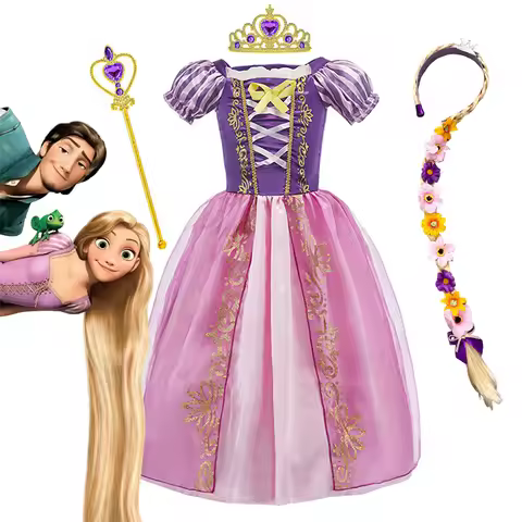 Disney Princess Rapunzel Costume Girls Children Dress Up Tangled Birthday Carnival Halloween Party F
