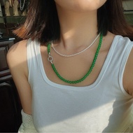Zhengyang Chrysoprase Universal Necklace Natural Ice Chalcedony Clavicle Chain 6mm Xiaomi Beads 55cm