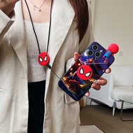 Samsung Galaxy ON7 2016 ON7 C7 Pro C9 C9 Pro A03 A03 Core 2015 J2 Prime A04 A04E M04 F04 A05 A05S A24 4G Cartoon Spider-Man Spider Man Phone Case with Stand Doll and Lanyard