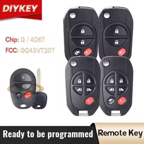 DIYKEY for Toyota Highlander Sequoia Sienna Tacoma 2004 - 2017 Upgraded Remote Key Fob GQ43VT20T 4D6