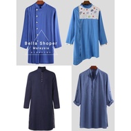 KOLEKSI Kurta NAVY BLUE India Punjabi Bollywood Sultan Baju Raya Melayu Muslim Men Jippa Sherwani Ir