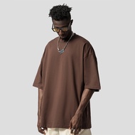 2024春夏400gsm Plus Size重磅 Round Neck Plain Men & Women Oversized T-shirt