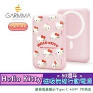 北車 (粉色) 50週年 GARMMA Hello Kitty 螢幕電量顯示 磁吸 無線 行動電源 移動電源