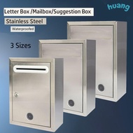 LONNG Letter Box, Waterproof 3 Sizes Mailbox, Portable Stainless Steel with Locks Ballot Box Outdoor