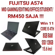 LAPTOP BAJET GAMING DAN STUDENT FUJITSU A574 CORE I5,4GB,HDD320,HDMI,USB3.0  REFURBISHED