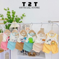 Bộ quần áo ba lỗ T2T chất tăm lạnh cho bé trai và bé gái 4-22kg - BLT-03.1