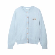 Maison Kitsune Zhao Ruth With Classic Double Fox Head Embroidery Crew Neck Wool Knitted Cardigan Jac