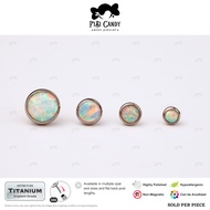 FiBiCandy TPL0024 Carmy ASTM F136 Implant Grade Titanium Piercing Earring Opal Bezel
