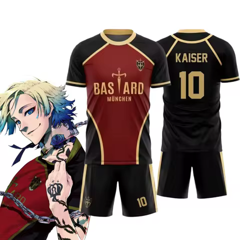 Anime Kaiser Cosplay Costumes Bastard Munchen #10 Michael Kaiser Set Tops and Shorts Mens Soccer Uni