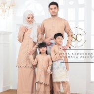 Baju Raya 2023 Sedondon Hana Suri Kebarung Baju Kurung Moden Set Family Baju Melayu Ibu dan Anak Nude