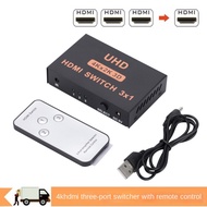 OFZ16 Shared Screen Splitter Ultra HD Switch 3 To 1 3x1 Adapter Switcher 4K Full Ultra HD 3 Port HDMI Switch 3 To 1 Converter HUB HD Switch 3 in 1 Out for HDTV/DVD/Monitor/Game Console