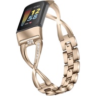 Sesuai untuk Fitbit Charge 6 Band Lelaki dan Wanita, fesyen Gelang Pengganti Berkilat Logam untuk Fi