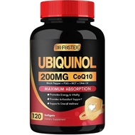 DRFOSTER Coq10 Ubiquinol 200mg, Coq10 200mg Softgels, Max Absorption Ubiquinol with Vitamin E & PQQ 