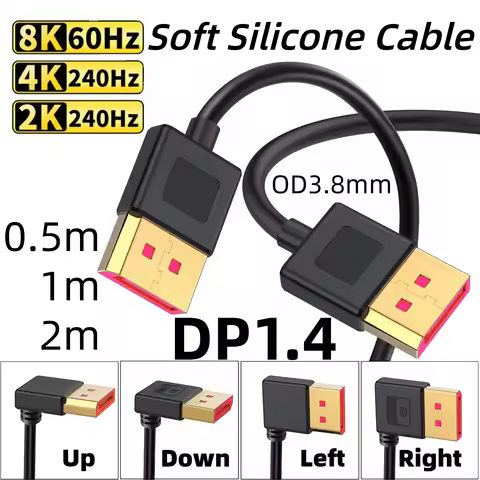 DisplayPort 1.4 Cable 90 Degree DP Up/Down/Left/Right Angle 8K@60Hz 4K@144Hz 2K@240Hz 32.4Gbps High 