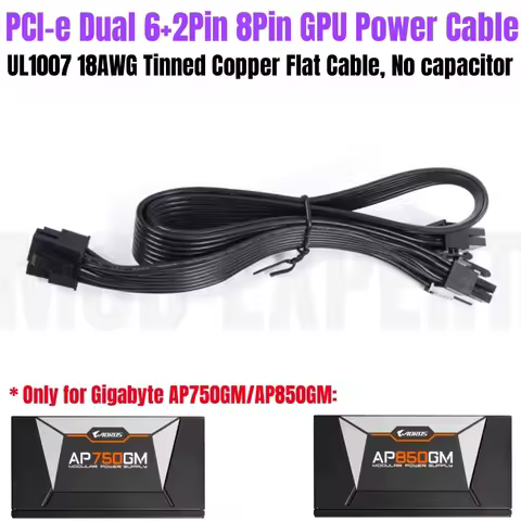PCI-e 6+2Pin Dual 8Pin GPU Modular Power Cable for Gigabyte AORUS P750W AP750GM, P850W AP850GM Gold 