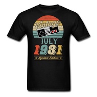 Design Men'S Tshirts Vintage July 1981 Gamer Birthday Gift Retro Mens T-Shirt Anime Summer Christmas