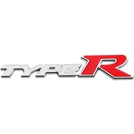 3D Metal Type S Type R Car Front Grill Rear Trunk Emblem Badge Sticker Decal Accessories(R White Sil