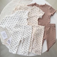 (1-7Y) 90-140cm Kid Terno pajama for kids gilrl Baby Short Sleeves Shirt + Pants Sando Pyjama Infant