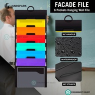 Facade File 6 Pocket Hanging Wall File Organizer – Multicolor Vertical Document Holder for Homes