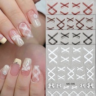 1pc 5D Embossed Reliefs Stickers Retro White Lace Bowknot Rose Heart Self Adhesive Nail Art Stickers