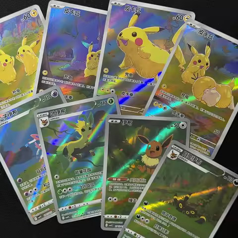PTCG Gem Card Singe Chinese Foil Pikacu Leafeon Eevee Umbreon Sylveon Trading Collection PKM Proxy T