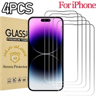 4PCS ฟิล์มกระจก iPhone แบบเต็มจอ 9D ของแท้ ทุกรุ่น! iPhone 11 12 13 14 15 Pro Max 12/13 Mini สําหรับ