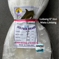 030MM X 127MM (5" Inci) X 70MD X 600ML Jaring Pukat Ikan / Mata Lintang / Isi Kosong / Warna Putih /