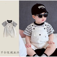 Summer Baby Boy Fake Two-Piece Sling Jumpsuit.hundred Days Pack.one Year Old Dress.baby Handsome Out