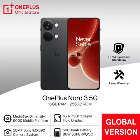 OnePlus Nord 3 5G Global Version 16GB RAM MediaTek Dimensity 9000 120Hz Super Fluid AMOLED Display 8