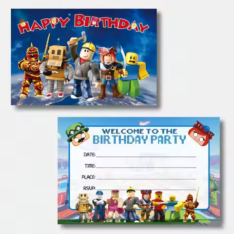 10pcs Roblox Invitation Cards Birthday Party Decoration Supplies Card Single-Page Type Event Paper C