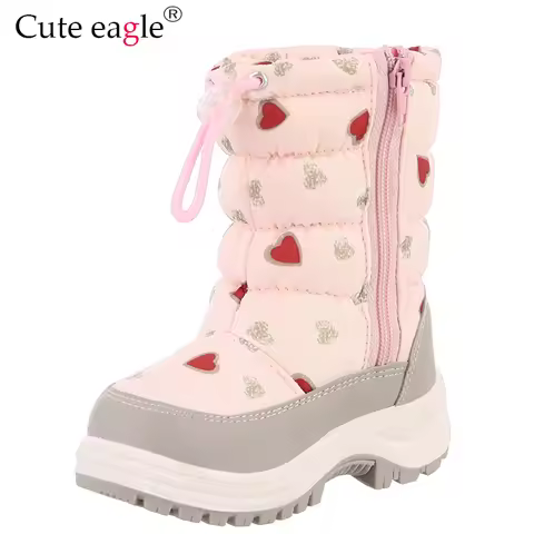 Cute Eagle Winter Girl's Nonslip Snow Boots Kids Mountaineering Skiing Warm Felt Boots School Outdoo