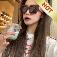 cermin mata Sunglasses Cermin Mata Hitam Bingkai Tebal Bentuk Cekung Versi Korea Wanita Wajah Bulat Fesyen Kelihatan Kurus Gambar Jalan Ambil Matahari Matte