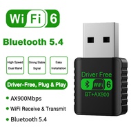 AX900 WiFi 6 Bluetooth 5.4 2-in-1 USB Adapter Dual Band Driver-Free WiFi Receiver
