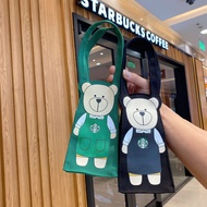Starbuck กระเป๋าโท้ทผ้ากันเปื้อนสีเขียว,กระเป๋าประกอบใส่ของหมีกระเป๋าผ้าใบกระเป๋าบรรจุภัณฑ์เป็นมิตรต่อสิ่งแวดล้อมใส่หลอด