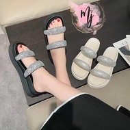 Sandal Jelly Wanita Korean Import Sol Karet Tebal Webbing Kekinian Lembut Dan Tidak Licin Sandal pes