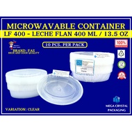 [ 10 Pcs. ] Microwavable Container LF 400 - Leche Flan 400 ml / 13.5 oz CLEAR
