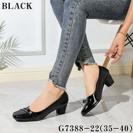 Black shoes for women glossy leather 2 inch elegant design G7388-22