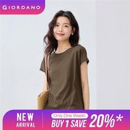 GIORDANO Women T-Shirts Lightweight Summer Melange Tee Crewneck Cap Sleeve Smooth Simple Basic Fashi