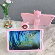 สำหรับHuawei MediaPad M5 8.4 /M5 Lite 8.0 หมูลายการ์ตูนสีชมพูหมีเคสซิลิโคนMediaPad M3 8.0 8.4 นิ้วขาตั้งแบบอ่อนฝาครอบป้องกัน case