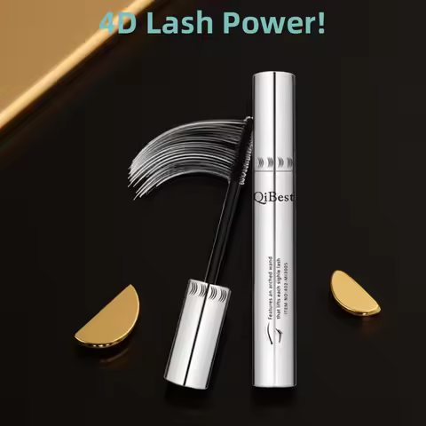 QIBEST 4D Black Mascara Waterproof Lengthening Curling Eye Lashes Rimel Mascara Silk Fiber Women Mas