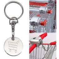 1/2/5pcs Women's Creative Shopping Cart Logo Keychain Stainless Steel Round Euro-American Supermarke