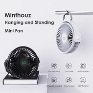 Minthouz Portable Ceiling Fan 4-Speed Upgrade Quieter & Stronger Wind, 4000mAh 360° Adjustable
