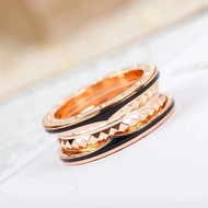 Daigou Version BV Baojia B.zero1Rock Series Willow Ding Black Ceramic Narrow Ring Ring