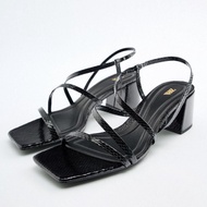 ZARAˉ 2023 Summer New Simple And Comfortable High Heel Womens Shoes Rose Red Square Cup Heel Open To