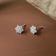 6-petal round stone flower earrings SILVER S925 LANN E333